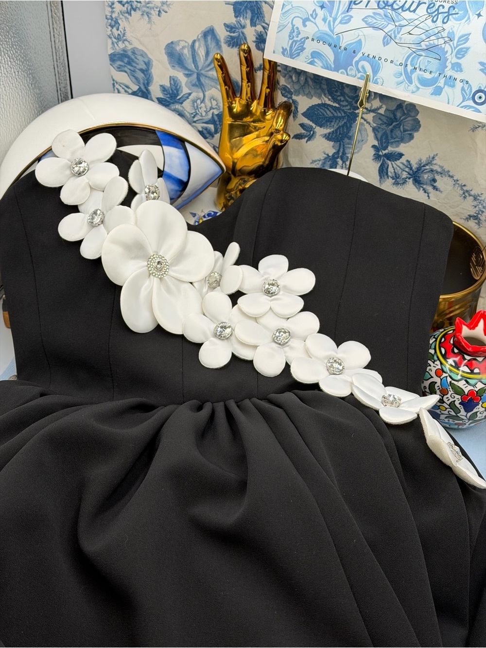 🆕 BRONX & BANCO 🧿 NWOT Inara Floral Midi Dress, Black & White - Sz XS US 2 - Picture 15 of 17